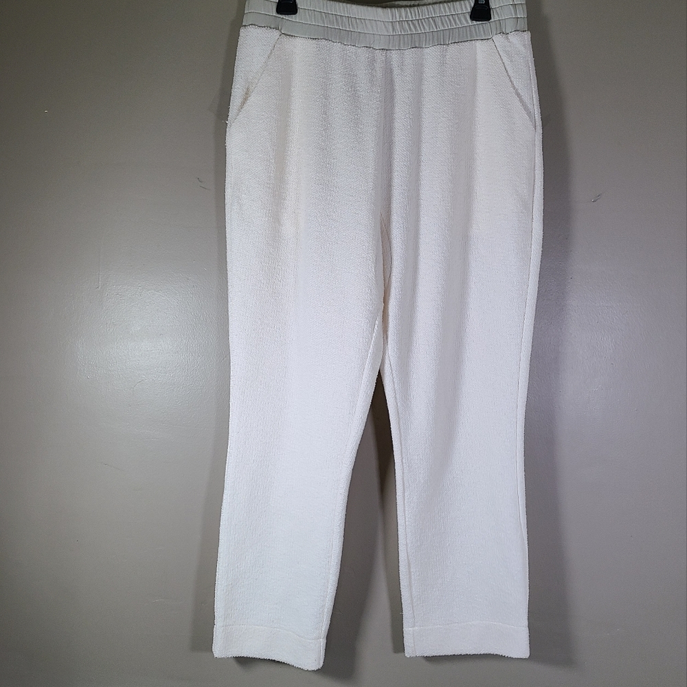 Varley Brymhurst Ivory textured gray waist pull on pants Women's Size L